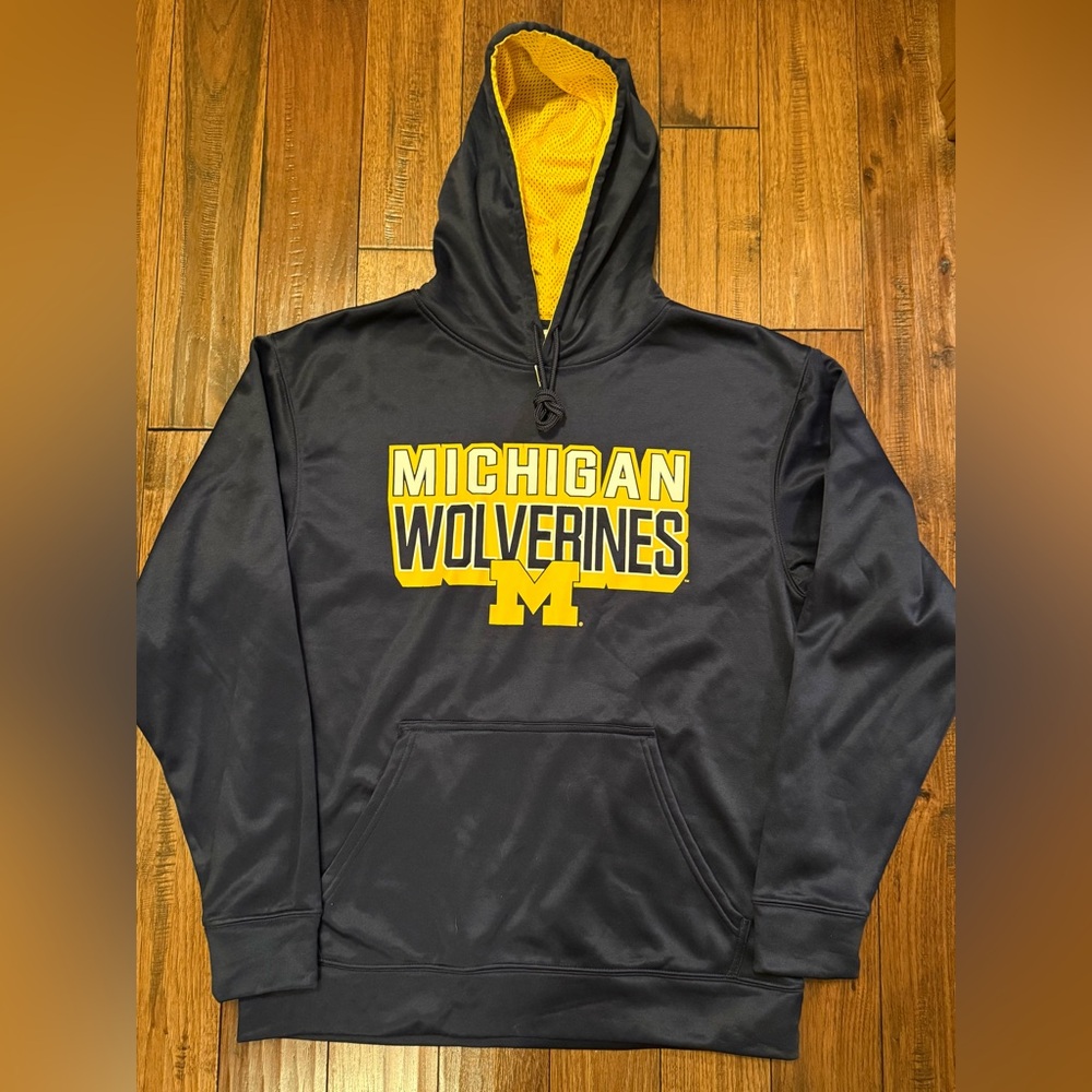 University Of Michigan Wolverines Performance Hoodie Sweatshirt Men Medium Blue‎